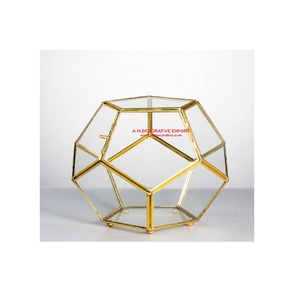 Gold Plated Frame Glass <b>Terrarium</b> Planter Vase High Quality Handicraft Home Decorative Flower Pots Factory Direct <b>Sales</b> - Product Image 1