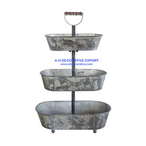 Bandeja de Metal galvanizada de dos capas, Rectangular, diseño Vintage, a la venta, precio al por mayor - Product Image 5