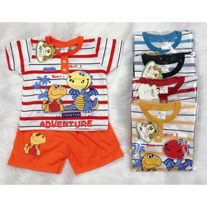 Conjunto de Ropa Infantil de Otoño 2021, Estilo Vietnamita Asiático, con Rayas y Dibujos Animados, al por Mayor, para Niños - Product Image 1
