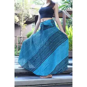 Bohemian Gypsy Long Maxi Skirts Summer And Spring Elastic Waist Blue Women Skirts