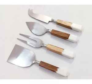 Acacia <b>Wood</b> Handle Cutlery Gift <b>Box</b> Set 3pcs Steel Cheese Set Luxury Christmas Space Valentine Business Party Halloween Travel - Product Image 6