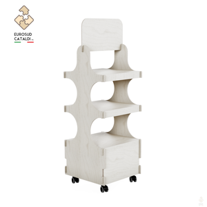 Espositore in legno di qualità produzione EUROSUD Made in Italy in betulla altezza 136 cm per negozi e supermercati. - Product Image 4