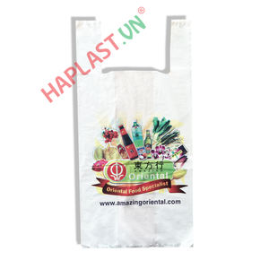 Bolsa de Camiseta Biodegradable de HDPE con Fuelle Lateral, Asa de Chaleco y Superficie Impresa en Flexografía en Rollo - Product Image 4