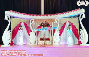 Escenario de boda de fibra dorada tradicional, conjunto de escenario de boda con el tema Grand Srilankan, escenario de Srilankan tallado Grand Golden - Product Image 5
