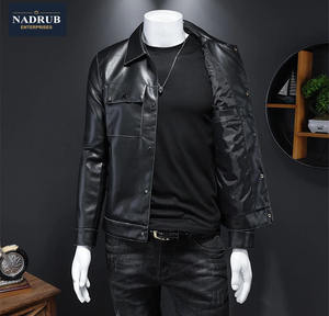 Chaqueta de estilo casual de moto recubierta de otoño para hombre Chaqueta de cuero mate para hombre - Product Image 4