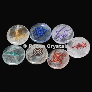 Polished Palm Pocket Stone Reiki Balancing Healing <b>Crystal</b> 7 Chakra Stones <b>Sets</b> - Product Image 3