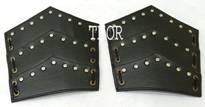 Handmade Medieval Black Leather Armor Costume Knights Forearm Protector Bracers with Custom Logo Protective Gloves Arm Guard - Product Image 2