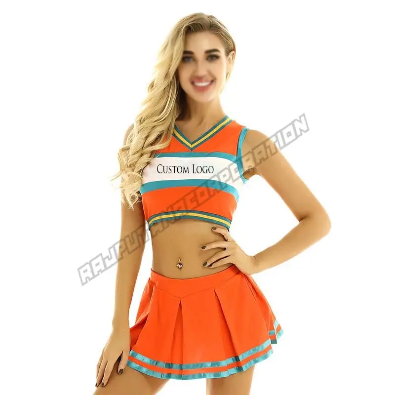 Meisjes Cheer Uniformen Cheerleader Uniform Met Spandex Stof Hoge Custom Logo Kwaliteit Cheerleader Uniform
