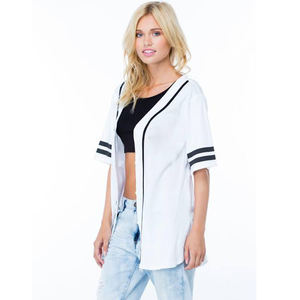 Maillot de baseball femmes maille Softball chemises à manches courtes col en v sports Fitness plaine baseball - Product Image 1