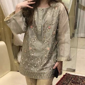 Elegante Kamiz con brocado pantalón bordado vestido para boda y fiesta elegante traje étnico para mujer 2025 - Product Image 1