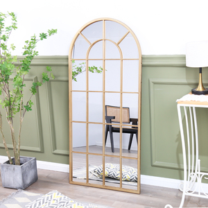 Miroir de sol en arc décoratif à cadre doré, arc moderne pour Dressing, miroir de jardin extérieur pleine longueur pour salle de bains - Product Image 2