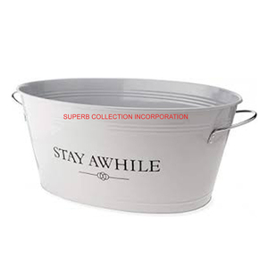 White Powder Coated Christmas Party Large Wine Ice Bucket for Wine Bottle Handmade - Product Image 1