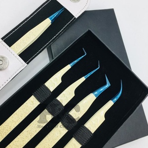 แหนบต่อขนตาสแตนเลสสีน้ำเงินกล่องบรรจุขนมิงค์ออกแบบโลโก้ได้ตามต้องการ - Product Image 2