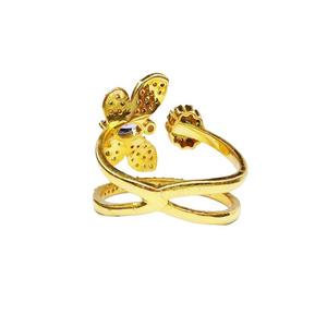 Diseñador de plata esterlina 925 chapado en oro multicolor piedra preciosa ajustable moda dedo mariposa anillo - Product Image 4