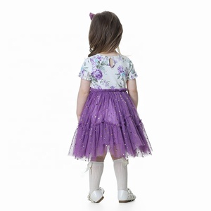 Di modo di estate floreale maglia di paillettes stelle di <span class=keywords><strong>tulle</strong></span> capretti del <span class=keywords><strong>vestito</strong></span> del bambino della ragazza abiti - Product Image 6