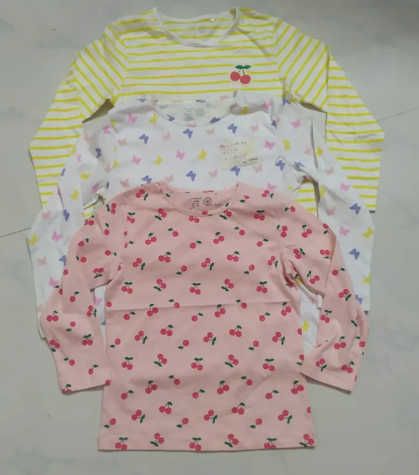 하이 엔드 브랜드 라벨 의류 어린이 소녀 긴 소매 크루 넥 인쇄 니트 캐주얼 코튼 티셔츠 의상 방글라데시 Stocklot