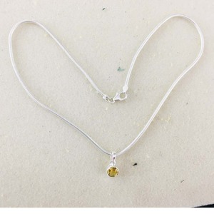 สร้อยคอเงินสเตอริ่งปรับแต่ง925พร้อมจี้ตัดซิทรีนฝังพลอยสีเงิน - Product Image 5