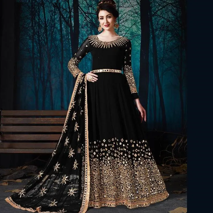 Лучшее качество, одежда для вечеринок, черного цвета, платье-костюм ANARKALI SALWAR по лучшей оптовой цене из ткани жоржет