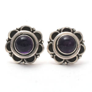 Compromiso nupcial Pendientes de moda Amatista natural Piedra preciosa Stud 925 Plata de ley Hecho a mano Boho Plata Hermosa venta al por mayor - Product Image 1