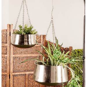 Macetero colgante de Metal con cadena, Juego de 2 macetas de flores chapadas en níquel, decoración de boda - Product Image 2