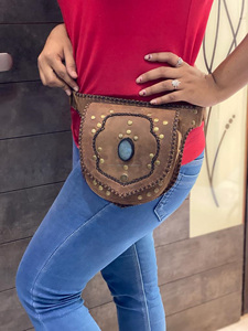 Riñonera de Cuero Estilo Occidental, Riñonera de Cuero para Festivales, Riñonera Unisex de Viaje, Bolsillos de Cadera, Riñoneras - Product Image 2