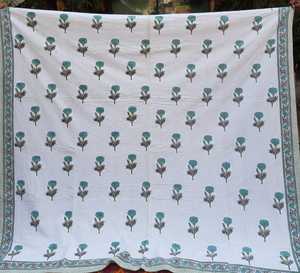 Funda de cama de Tela con estampado de bloques a mano de algodón al por mayor con diseño bordado hecho a mano sábana de colcha ropa de cama para el hogar sábana tamaño King - Product Image 2