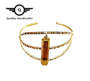 Pulsera de ágata verde hecha a mano, joyería de moda de la India, joyería de alta calidad, chapado en oro y Metal de latón - Product Image 4