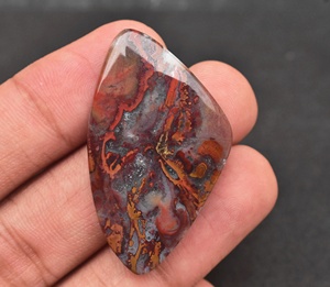 Cabochons d'agate de mousse naturelle, pierres précieuses rondes, en vrac, rouge, vente en gros - Product Image 4