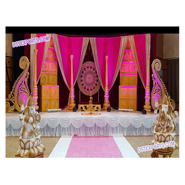 Trendy South Indian Wedding Stage Set Splendid Wedding Crystal Fiber Stage Decoration Traditional Wedding Event Stage decor