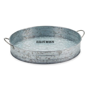 Plateau de service galvanisé décoratif haut de gamme, plateau de service fait à la main classique élégant vente en gros, plat de service galvanisé fantaisie - Product Image 2