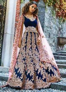 Luxury Indian/Pakistani <b>Lehenga</b> Dress with <b>Top</b> and Heavy Zardozi Embroidery for Wedding Events - Product Image 2