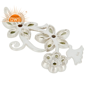 Pendentif en pierre précieuse péridot véritable, fournisseur de bijoux en argent fin, design floral, pendentif pour femme en argent sterling 925 - Product Image 4