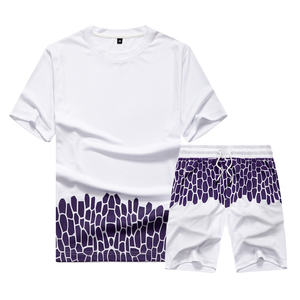 ชุดเสื้อกีฬาขาสั้นผ้าฝ้ายสำหรับผู้ชาย,ชุดวิ่งพิมพ์ลายแบบเฉพาะฤดูร้อน - Product Image 3