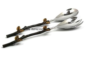 Stylish Fancy Unique Art & Craft Luxury Metal Designer Modern Cutlery Silver Metal Cutlery Brass Leafs Cutlery - Product Image 2