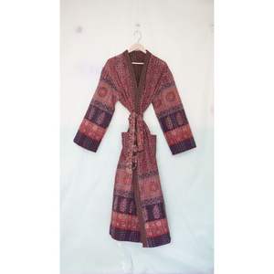 Indian Handmade Kantha <b>Coat</b> Winter Jacket Pocket Hand <b>Stitched</b> Floral Pattern Robe Multi-Colored Cotton Kimono for Beach Wear - Product Image 4