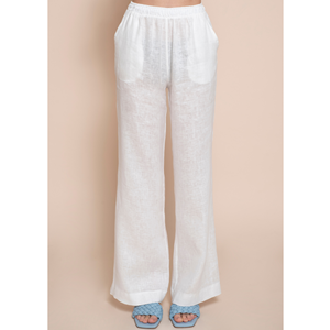 Pantalones de lino 100% puro de la mejor calidad italiana con bolsillos franceses, pierna ancha y corte en cuña en la parte trasera. Para el día de hoy - Product Image 1