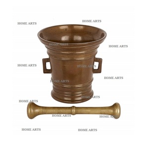 Hot Selling Latest Design Brass Spice <b>Herb</b> <b>Grinder</b> Mortar Pestle Round Shape Brass Mortar With Long Pestle - Product Image 2