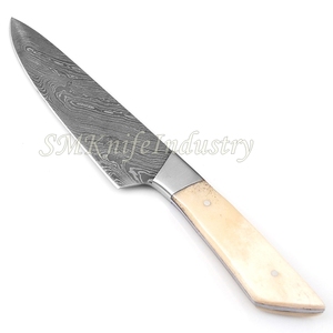 Juego de cuchillos de chef de cocina de Damasco modernos hechos a mano personalizados, hoja de acero inoxidable afilada, mango de hueso de camello, cubierta de Funda de cuero - Product Image 5