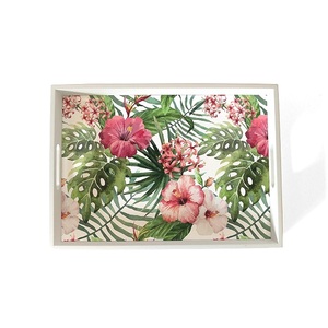 Bandeja de Servicio de Madera Hecha a Mano con Adhesivo Impreso para Decoración de Mesa en Bodas, Fiestas y Catering - Product Image 1