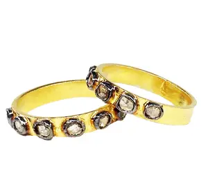 Handcrafted Sterling Silver 925 Gold Plated Natural & <b>Pure</b> Diamond Rings Bands - Product Image 1