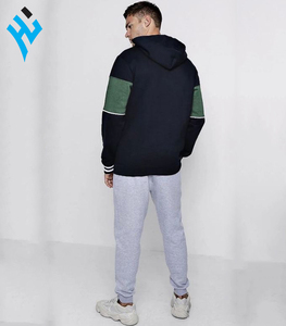 Haute qualité hommes mode Zip Up couleur bloc hommes à capuche dans le panneau capuche en gros plaine sweats à capuche bio 100% coton hommes à capuche - Product Image 3