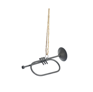 Trompeta de hierro para decoración del hogar, ornamento colgante de Metal para árbol, Navidad, alta calidad - Product Image 1