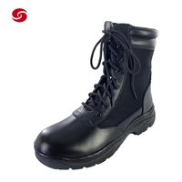 Bottes tactiques d'hiver en cuir pleine fleur noir XinXing pour hommes