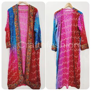 Indian Vintage Handwork Sari <b>Kimono</b> - Beaded Handwork Kaftan <b>Kimono</b>-Mykonos Beaded <b>Kimono</b> Robe-beach Wear - Product Image 3