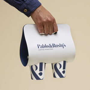 Logo personalizzato Usa E Getta Da <span class=keywords><strong>Asporto</strong></span> 2 Due Cardborad di Carta Bere Tazza di Caffè Carrier Supporto Con Maniglia - Product Image 3