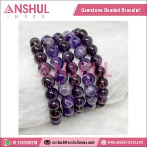 Superior Quality Unique Design Widely Selling Unisex Healing Amethyst Round <b>Gemstone</b> Beaded <b>Bracelet</b> at Low Market Price - Product Image 2