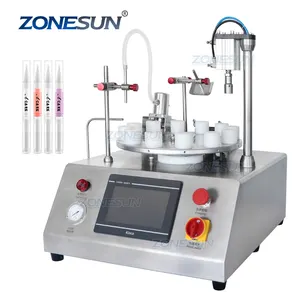 ZONESUN-probador automático de Perfume de ZS-AFC1CP, máquina de prensado de tapa de llenado Monoblock de botella pequeña de vidrio líquido rotativo