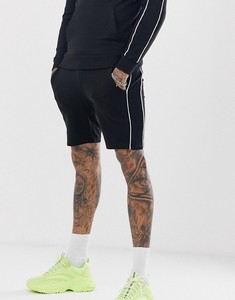 ชุดเสื้อฮู้ดแบบสวมหัวสำหรับผู้ชาย,มีสองชิ้นขาสั้นสีดำ - Product Image 4