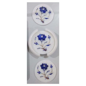 Marble Inlaid Round <b>Coaster</b> <b>Set</b> - Product Image 1