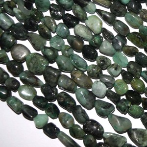 Prix de gros : Pépites d'émeraude naturelle, perles de pierres précieuses irrégulières, taille 7-12mm, brin de 13 pouces, Rajasthan Maryam Exports pour le bricolage - Product Image 1